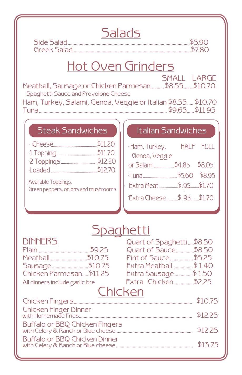 georges pizza near auburn lewiston turner maine subs italians take out menu page 3
