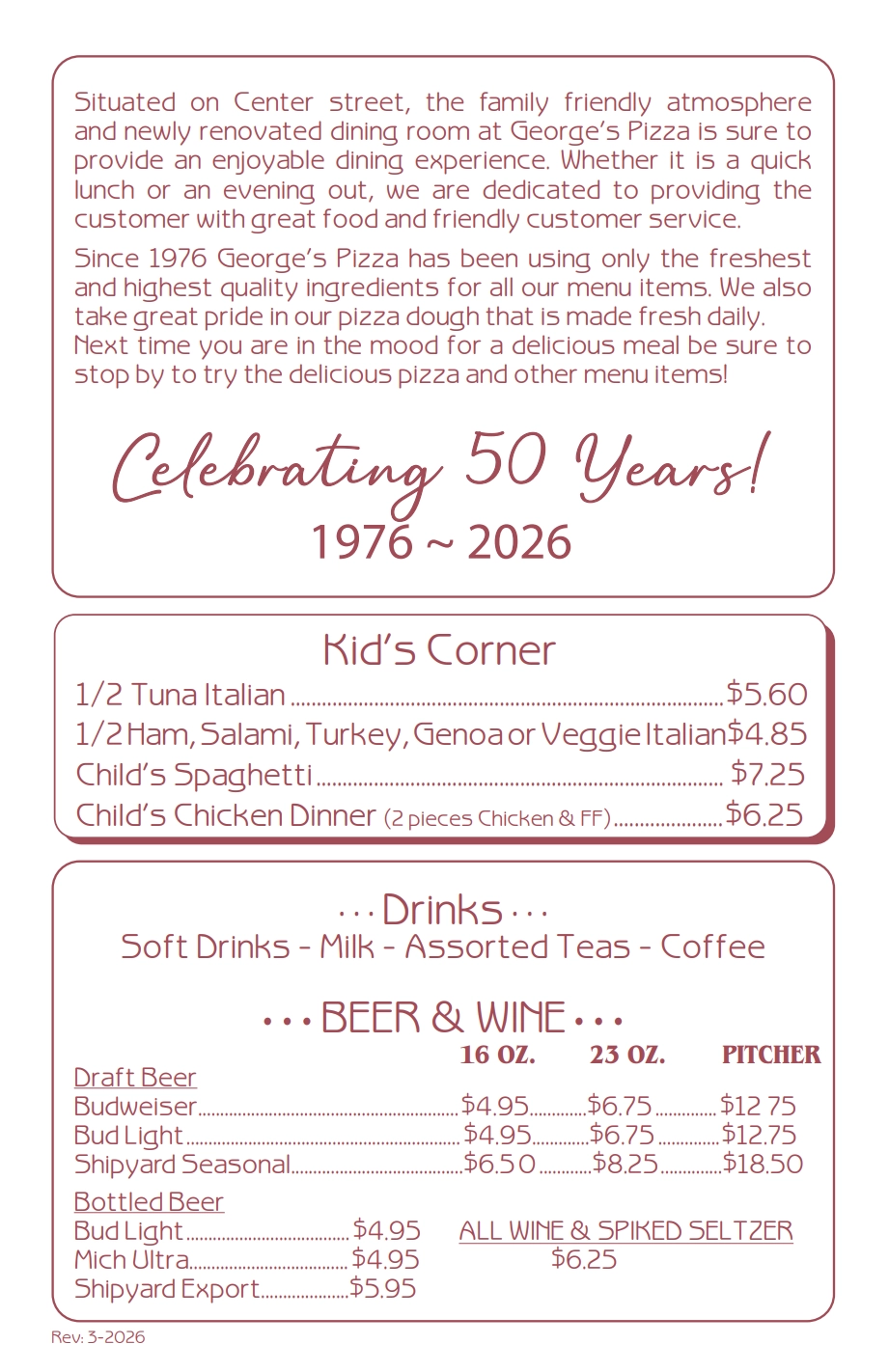 georges pizza near auburn lewiston turner maine subs italians take out menu page 4