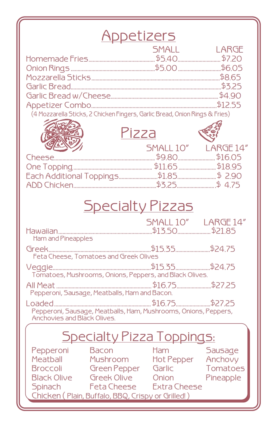 georges pizza near auburn lewiston turner maine subs italians take out menu page 2