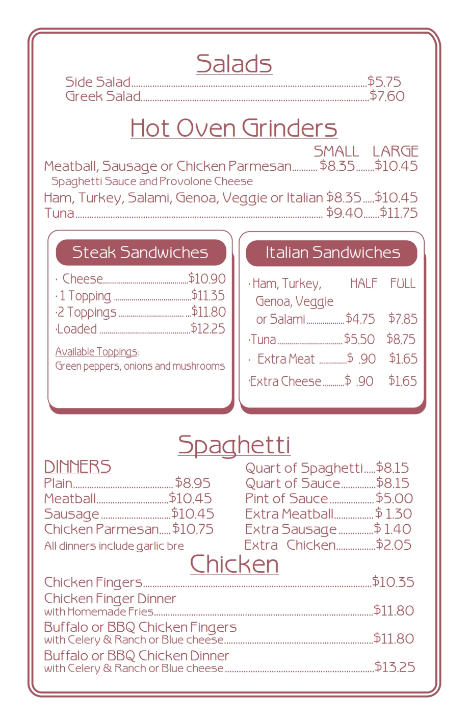 georges pizza near auburn lewiston turner maine subs italians take out menu page 3