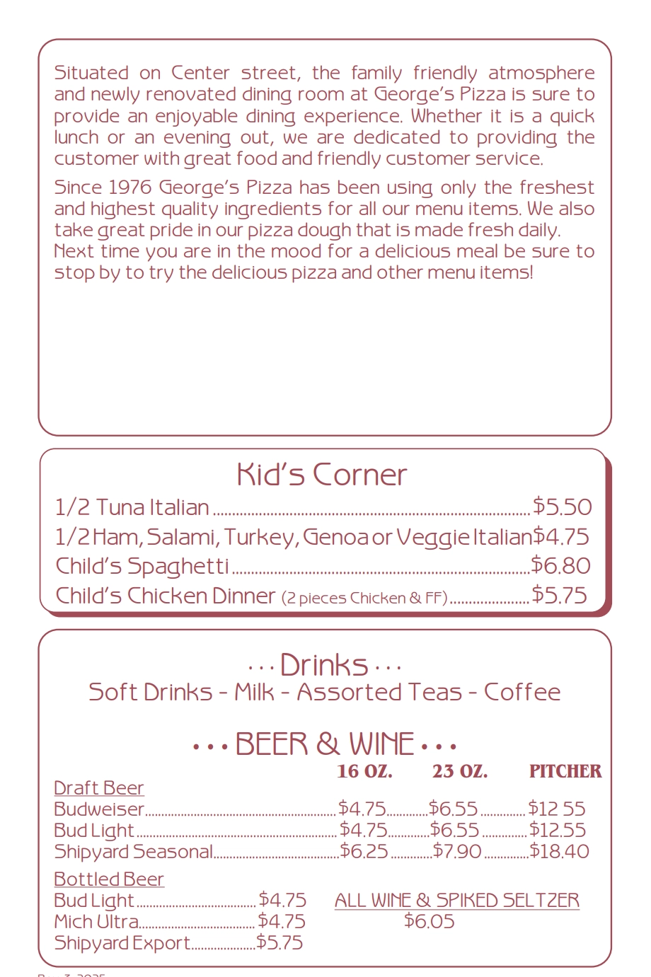 georges pizza near auburn lewiston turner maine subs italians take out menu page 4